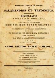 Cover of: Observationes quaedam de salamandris et tritonibus