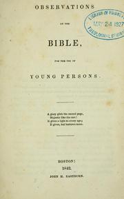 Cover of: Observations on the Bible | Eliot, Samuel Atkins