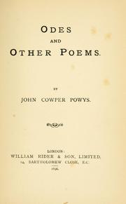 Cover of: Odes and other poems by Theodore Francis Powys