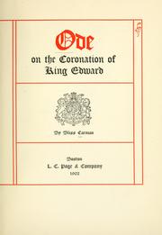 Cover of: Ode on the coronation of King Edward