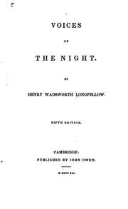 Cover of: Voices of the Night by Henry Wadsworth Longfellow