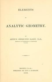 Cover of: Elements of analytic geometry. by Arthur Sherburne Hardy