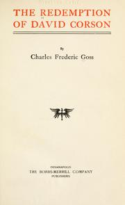 Cover of: The redemption of David Corson by Charles Frederic Goss