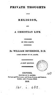 Cover of: Private thoughts upon religion, and a Christian life