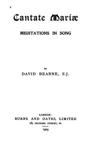 Cover of: Cantate Mariae: Meditations in Song by David Bearne, David Bearne