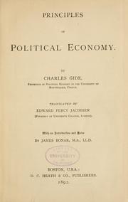 Cover of: Principles of political economy by Charles Gide