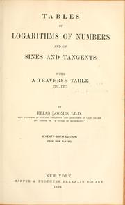 Cover of: Tables of logarithms of numbers and of sines and tangents. by Elias Loomis