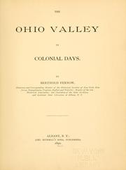 Cover of: The Ohio Valley in colonial days. by Berthold Fernow