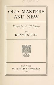 Old masters and new by Kenyon Cox