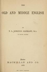 Cover of: The Old and Middle English