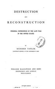 Cover of: Destruction and Reconstruction