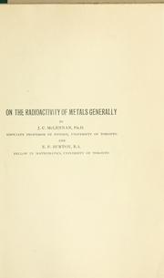 Cover of: On the radioactivity of metals generally