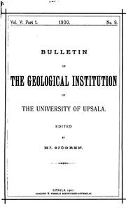 Cover of: Bulletin of the Geological Institution of the University of Upsala
