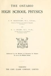 Cover of: The Ontario high school physics | F. W. Merchant