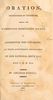 Oration, pronounced at Fitchburg by Abraham Haskell