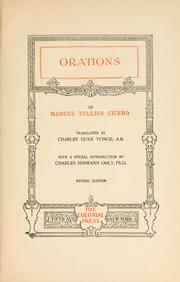 Cover of: Orations of Marcus Tullius Cicero by Cicero