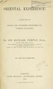 Cover of: Oriental experience by Sir Richard Temple