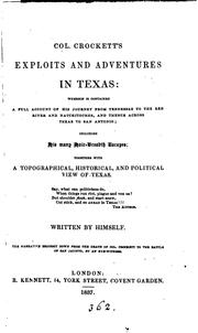 Cover of: Col. Crockett's exploits and adventures in Texas, written by himself [ed. by A.J. Dumas]. by David Crockett