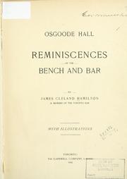 Cover of: Osgoode hall: reminiscences of the bench and bar