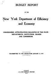 Cover of: Budget Report of the New York Department of Efficiency and Economy ...