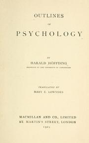Cover of: Outlines of psychology by Harald Høffding