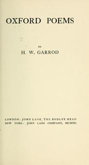 Cover of: Oxford poems by Heathcote William Garrod