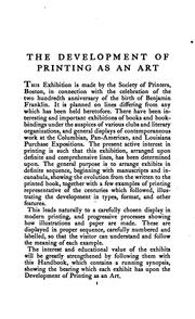 Cover of: The Development of Printing as an Art: A Handbook of the Exhibition in Honor of the Bi-centenary ...