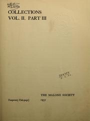 Cover of: Collections. by Malone Society.