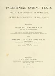 Cover of: Palestinian Syriac texts from palimpsest fragments in the Taylor-Schechter collection by Agnes Smith Lewis