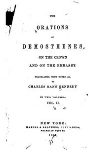 Cover of: The Orations of Demosthenes on the Crown and on the Embassy