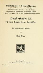 Papst Gregor IX. bis zum Beginn seines Pontifikats by Ernst Brem