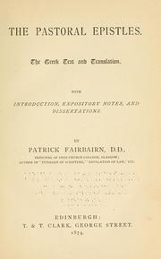 Pastoral epistles by Patrick Fairbairn