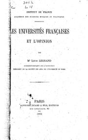 Cover of: Les universités françaises et l'opinion