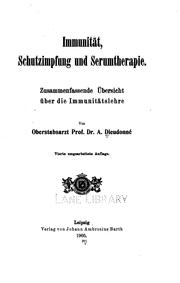 Cover of: Immunität, Schutzimpfung und Serumtherapie