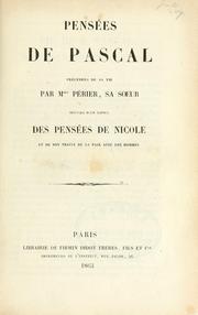 Cover of: Pensées de Pascal, précédées de sa vie