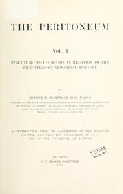 Cover of: The peritoneum by Arthur E. Hertzler