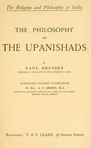 Cover of: The philosophy of the Upanishads.