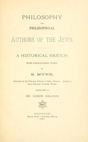 Cover of: Philosophy and philosophical authors of the Jews.: A historical sketch with explanatory notes.