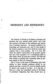 Cover of: Orthodoxy and Heterodoxy: As Applied to Quakerism