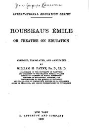 Cover of: Émile: Or, Treatise on Education by Jean-Jacques Rousseau