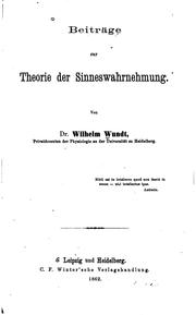 Cover of: Beiträge zur Theorie der Sinneswahrnehmung