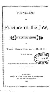 Cover of: Treatment of fracture of the jaw