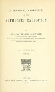 Cover of: A personal narrative of the Euphrates Expedition. by William Ainsworth