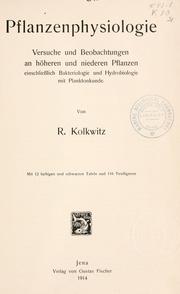 Cover of: Pflanzenphysiologie. by Richard Kolkwitz