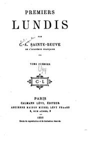 Premiers lundis by Charles Augustin Sainte-Beuve