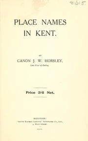 Cover of: Place names in Kent. by J. W. Horsley
