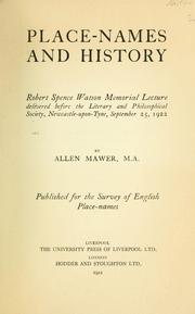 Cover of: Place-names and history. by Allen Mawer