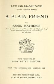 Cover of: A plain friend. by Annie Matheson