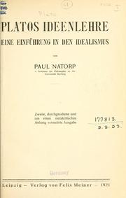 Cover of: Platos Ideenlehre: eine Einführung in den Idealismus.