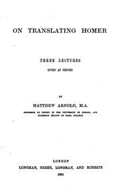Cover of: On Translating Homer by Matthew Arnold